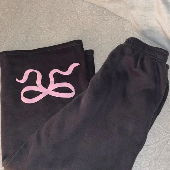 Edikted Black Joggers with Pink Design - Picture 2 of 3
